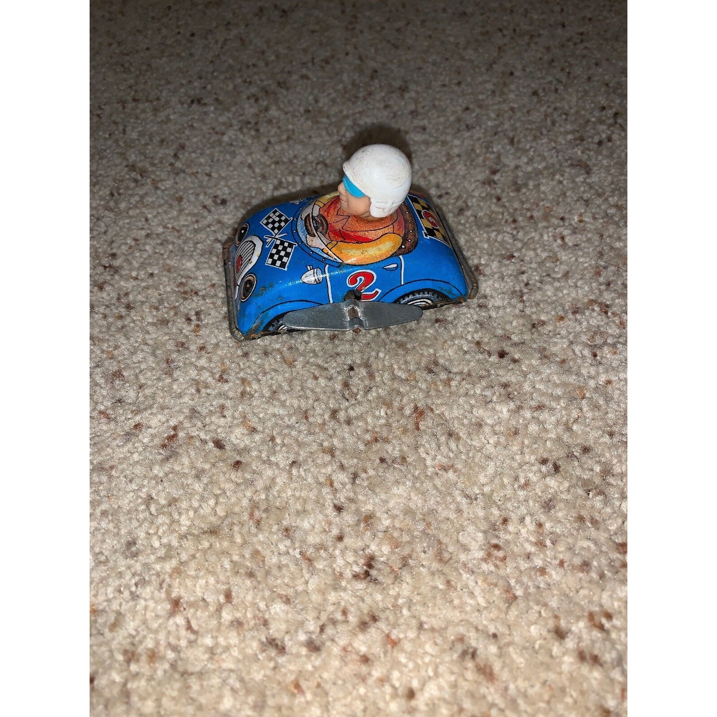 vintage Tin Wind Up mini Race Car 2 #2 stars
