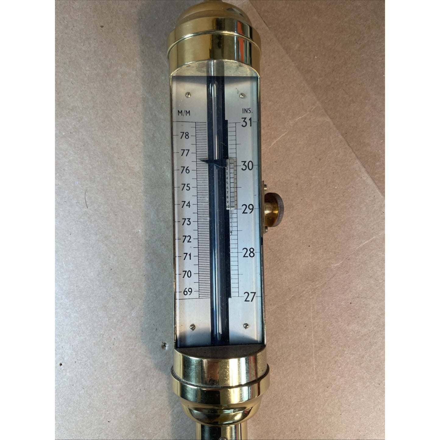 RARE Brass Stick Ship Gimbal Barometer Marine Nautical VINTAGE BOAT GAUGE 89S19