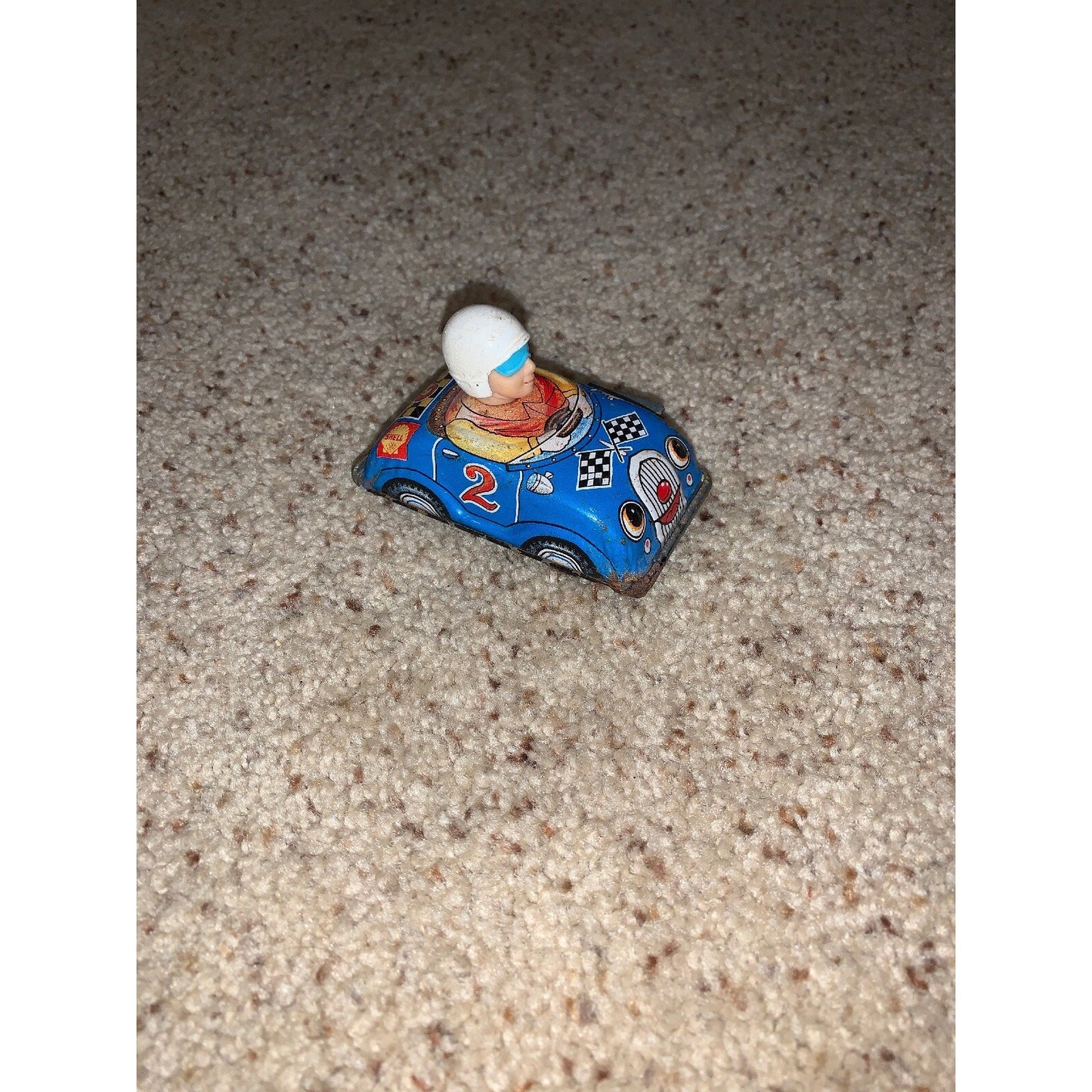 vintage Tin Wind Up mini Race Car 2 #2 stars